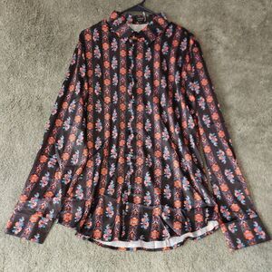 Turetrendy Mens Long Sleeve Button Down Casual Shirt Floral Design Size M NWT